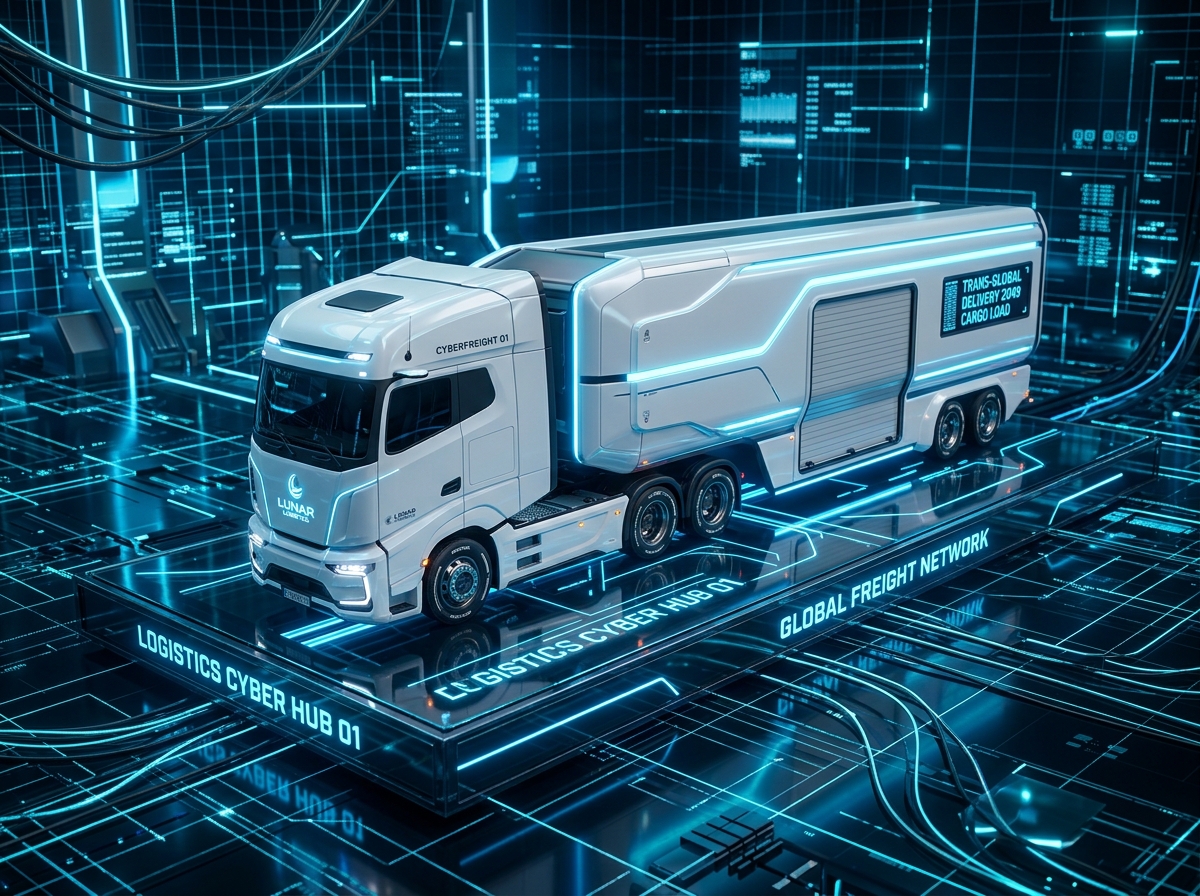 3D Semi-Truck on Pedestal
